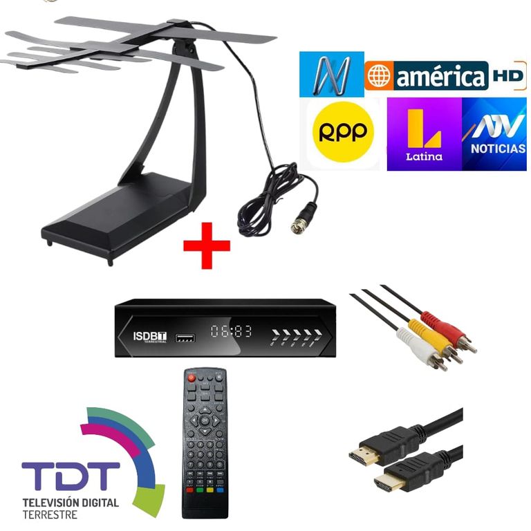 Pack Digital TV Receptor ISDB-T y Antena HT para Señal Estable HD