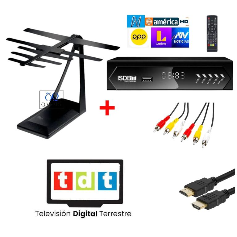 Combo ISDB-T y Antena HT TV Digital para Sintonizar Canales Abiertos