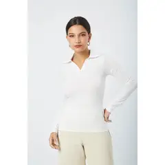 BANATY - POLO DE ALGODON CAMISERO MANGA LARGA LORY DE MUJER