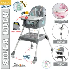 EBABY - Silla de comer para bebe Plegable Lulu Gris