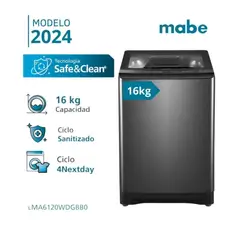 MABE - Lavadora Automática 16 Kg Diamond Gray - LMA6120WDGBB0