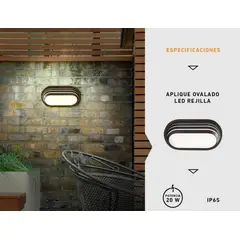 GENERICO - Aplique Led Ovalado 20W Luz Calida