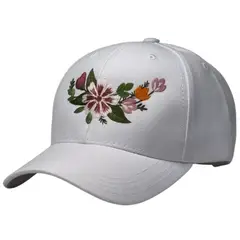 GENERICO - Gorra bordada unisex clasica de lona blanca con diseño floral