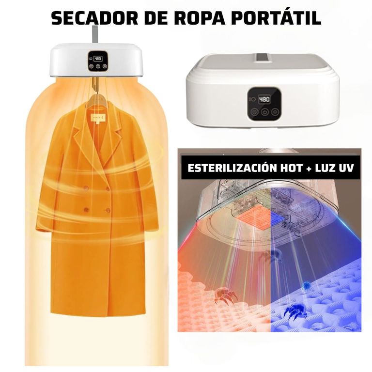 SECADOR DE ROPA PORTÁTIL+ ESTERILIZACIÓN CON LUZ ULTRAVIOLETA