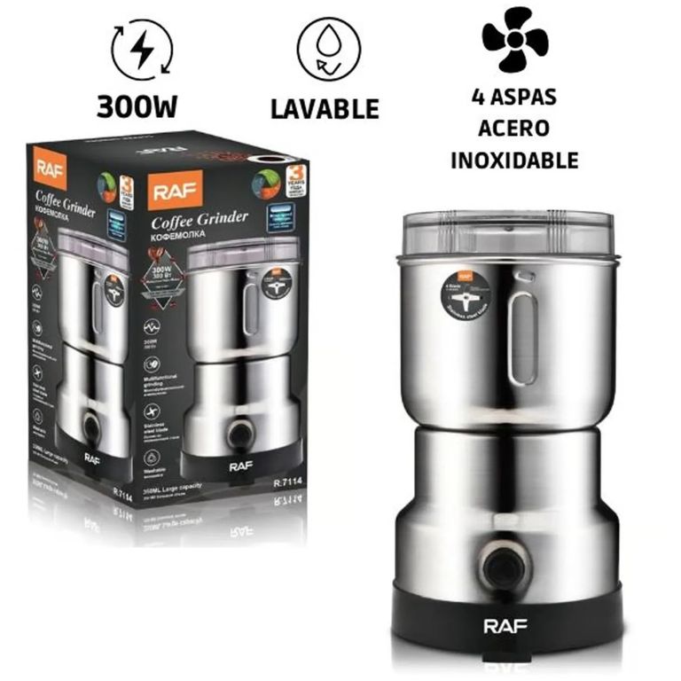 Molinillo Eléctrico De Café Granos Semillas Premium RAF 4 Aspas 300W