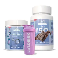 LVLDRINK NUTRITION - Proteína Chocolate 1kg + Colágeno Hidrolizado con Biotina 500g Shaker de regalo