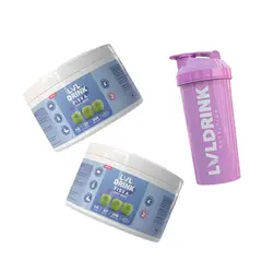 LVLDRINK NUTRITION - Fibra de Manzana 200 g Pack x2 Endulzada con Stevia 100% Shaker de regalo