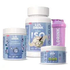 LVLDRINK NUTRITION - Proteína Vainilla 1kg + Colágeno Hidrolizado 500g + Fibra 200g + Shaker de regalo