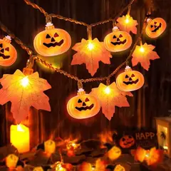 TIOZONEY - Guirnalda De Luces De Calabaza De Hojas De Halloween 6m Led