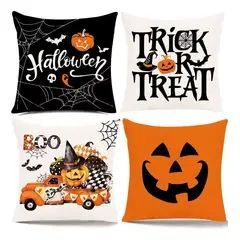 TIOZONEY - Juego De Fundas Para Almohada De Halloween 4 Piezas 45x45cm