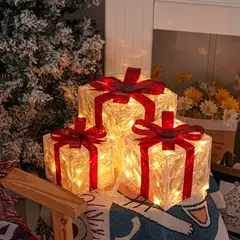 TIOZONEY - 3 pcs LED Luces de Navidad Caja de regalo