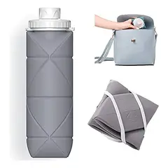 TIOZONEY - Botella De Agua Térmica De Silicona Plegable Portátil 600ml