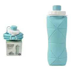 TIOZONEY - Botella De Agua Térmica De Silicona Plegable Portátil 600ml