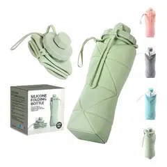 TIOZONEY - Botella De Agua Térmica De Silicona Plegable Portátil 600ml