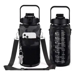 TIOZONEY - Botella Deportiva De 2l Botella De Agua Con Popote Y Eslinga