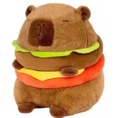 TIOZONEY - Peluche Capibara Hamburguesa Café Suave Y Esponjoso-
