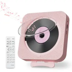 TIOZONEY - Reproductor de CD Bluetooth Pantalla LED Rosa