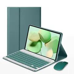 TIOZONEY - Funda para iPad 9 8 o 7 con teclado y mouse- Verde