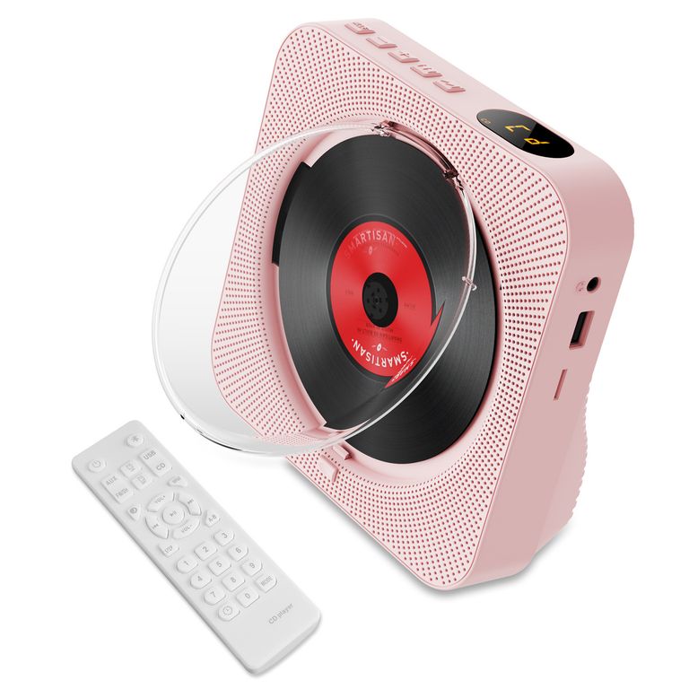 Reproductor de CD Bluetooth Pantalla LED Rosa