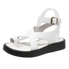 TIOZONEY - Sandalia Mujer-Blanco