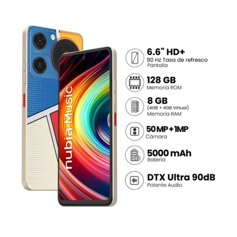 Celular Nubia Music 66 128GB 4GB+4GB RAM Cámara 50MP ART