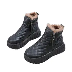 TIOZONEY - Botas de nieve cortas de felpa para mujer