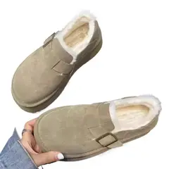 TIOZONEY - Botas de nieve cortas de felpa para mujer