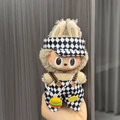 DISEÑO ORIGINAL - Ropa para Labubu Overol Domino Gorra Black White