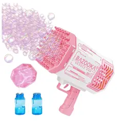 GENERICO - Pistola de Burbujas Bazooka Bubble 69 Agujeros Rosado