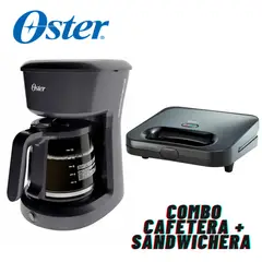 OSTER - Combo Cafetera 12 tzas BVSTDCS121B + Sanguchera CKSTS2885 Negro