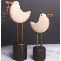 BOSQUE INVERNAL DECORACION ECO ALTERNATIVA - Adorno gaviota feliz en madera por dos piezas