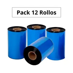 GENERICO - Cintas Ribbons CERA Negra 110 mm x 450mts - Pack 12 Rollos
