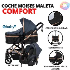 EBABY - COCHE CUNA COMFORT CON PORTABEBE-AZUL