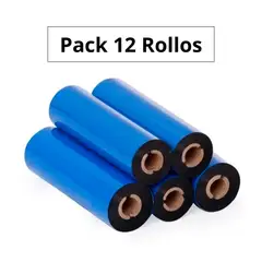 GENERICO - Cintas Ribbons RESINA Negra 110 mm x 74mts - Pack 12 Rollos
