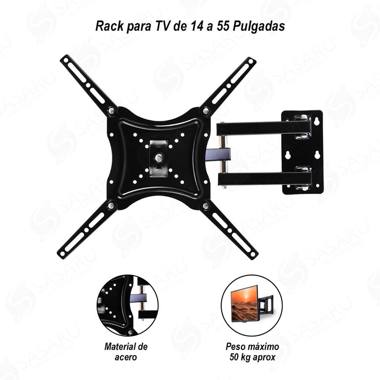 Rack para TV de 14”- 55” con brazo movible Negro