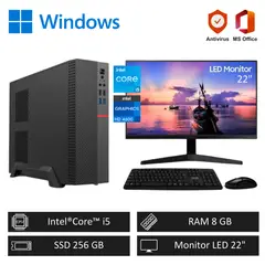 INTEL - Computadora PC Core i5 3,60 GHz 8GB RAM 256GB SSD + Monitor 22" FHD