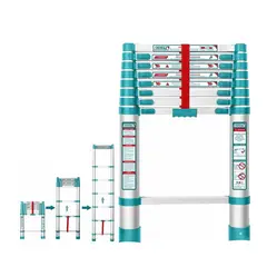 TOTAL TOOLS - ESCALERA TELESCÓPICA 8 PASOS PELDAÑOS TOTAL ALUMINIO - THLAD08081