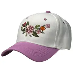 GENERICO - Gorra drill bordada flores unisex clasica rosada y blanca