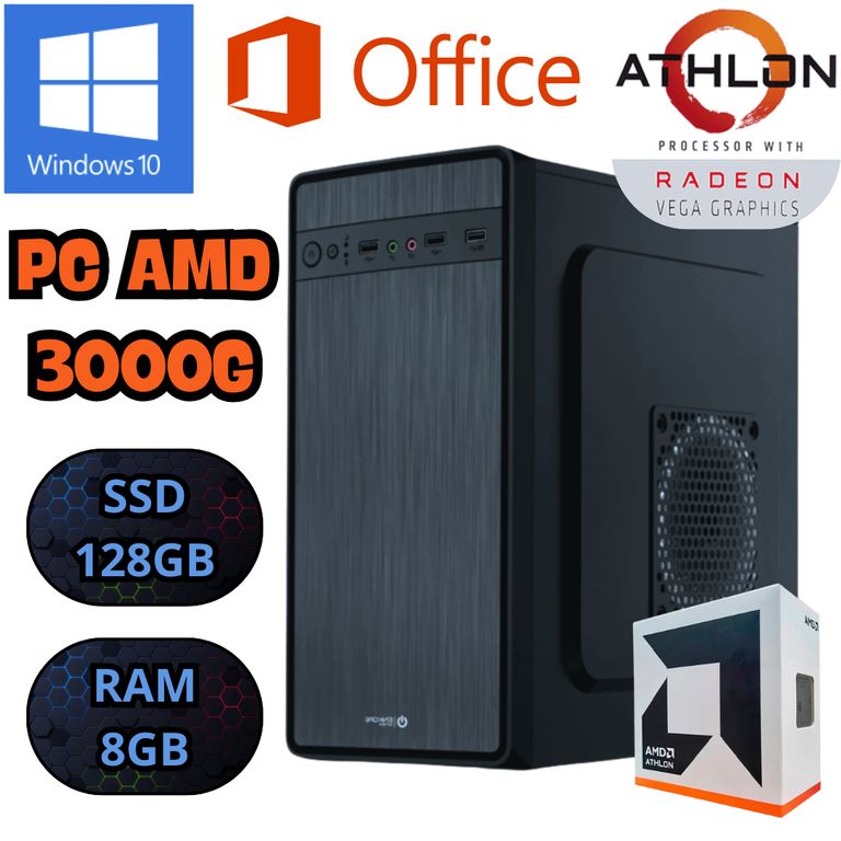 COMPUTADORA PC ATHLON 3000G RADEON VEGA SSD 128GB RAM 8GB