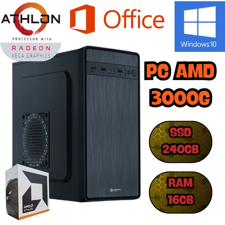 COMPUTADORA PC ATHLON 3000G RADEON VEGA SSD 128GB RAM 16GB