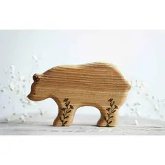 BOSQUE INVERNAL DECORACION ECO ALTERNATIVA - Familia de Osos en Madera por tres integrantes diseño floral San Valentin