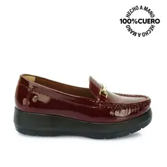 VIALE - Zapato Mocasín Casual DOM-2508 Cherry Cuero