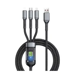 SMART - CABLE 3 EN 1 SUPER RAPIDO 100W NYLON REFORZADO PARA TODOS LOS MOVILES