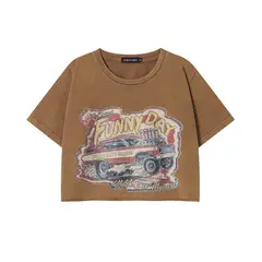 TIOZONEY - Mangas cortas impresas para mujeres - Marrón