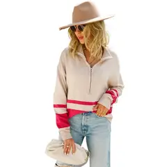 TIOZONEY - Sudadera con mangas de punto para mujer