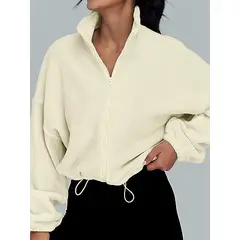 TIOZONEY - Sudadera acolchada con cremallera y cuello alto para mujer