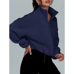 TIOZONEY - Sudadera acolchada con cremallera y cuello alto para mujer