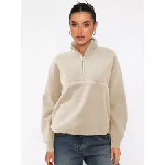 TIOZONEY - Sudadera con media cremallera para mujer