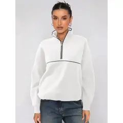 TIOZONEY - Sudadera con media cremallera para mujer