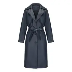 TIOZONEY - Chaqueta de PU para mujer con cinturón